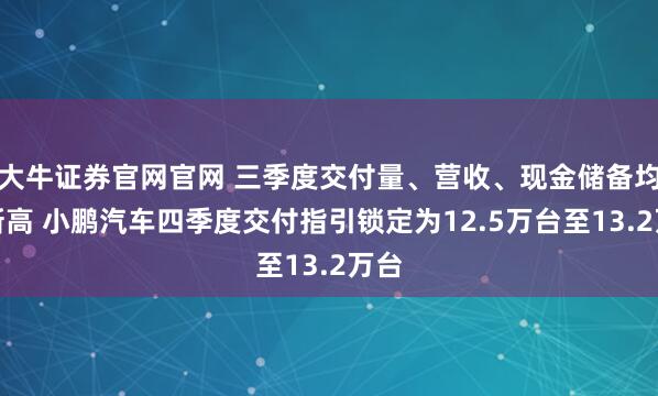 大牛证券官网官网 三季度交付量、营收、现金储备均创新高 小鹏汽车四季度交付指引锁定为12.5万台至13.2万台